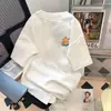 Atacado do Fabricante Masculino Retrô Manga Curta Solto Tendência Gola Redonda Estampado Meia Manga Camiseta Versátil Blusa Solta