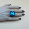 Anel de Resina Quadrado Octogonal Diamante Estilo Ins Novo Retro Colorido Simples Criativo Anel Doce
