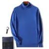 Suéter de punto de lana para hombre de otoño e invierno, cuello alto, suéter de lana casual de cuello semi-alto, suéter básico de cuello redondo para venta al por mayor