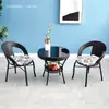 Conjunto de Mesa e Cadeiras de Chá para Varanda Conjunto de Três Peças Mesa de Café Mesa Novas Cadeiras Pequenas Mesa Redonda Pequena Cadeiras Redondas Imitação de Rattan