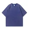 Bestseller transfronteiriço: Camiseta americana retro lavada e desgastada de manga curta para uso pesado, com ombros caídos, efeito batik, acabamento lavado com neve, corte solto, pode ser passada a ferro