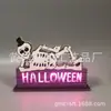 Suministro Artesanía Decorativa de Madera Festival Fantasma Halloween Calavera Castillo Calabaza Gato Negro Forma Adornos con Luz LED