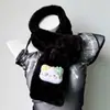 Cachecol de pelo macio versão coreana estilo japonês outono e inverno ins cachecol de pelúcia para menina imitação de pelo de coelho rex grosso cruzado