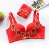Nuevo Conjunto de Sujetador Bordado Festivo de Dai Piao Ni, Ropa Interior Roja Brillante del Año del Zodiaco para Mujer, Sujetador Festivo de Boda