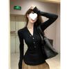 Estilo Menina Sexy Pura Quente Suéter Vermelho Malha Sexy para Mulheres, Roupa de Baixo de Inverno, Top de Manga Longa Justo