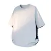 Camiseta G-stone Painel Lateral Cor Contrastante Secagem Rápida Ombro Caído Caimento Solto Absorção de Umidade Top Casual Diário