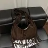 Bolsa de Dumpling com Franjas Estilo Ocidental, Bolsa de Ombro e Axila de Grande Capacidade, Bolsa Tote Retrô de Camurça, Bolsa de Ombro Casual e Simples