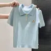 Camisa Polo de Punto de Manga Corta Estilo Old Money para Mujer, Mismo Estilo que la del Streamer, Modelo Nuevo de Alta Gama, Directo de Fábrica, Se Puede Enviar por Cuenta del Comprador