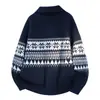 Suéter casual holgado retro japonés de invierno para hombre, mismo estilo, estilo perezoso, jersey de punto con media cremallera, chaqueta