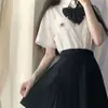 Nova Camisa de Uniforme JK de Verão Estilo Universitário Japonês Camisa Plissada Bordada para Meninas