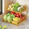 Estante de Almacenamiento de Cesta para Verduras de Cocina Encimera Doméstico Multicapa Simple Caja de Almacenamiento Dedicada para Verduras, Condimentos, Cebollas, Jengibre, Ajo