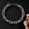 Pulseira de Aço Inoxidável Transfronteiriça, Pulseira Masculina de Aço Titânio Hip-Hop Europeu e Americano, Simples e de Alto Padrão, Não Desbota, Joia de Mão da Moda