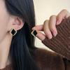 Elegantes Pendientes Negros con Forma de Diamante para Mujer, Aguja de Plata S925, Nuevo Estilo Popular 2026, Pendientes de Tendencia con Diseño de Nicho de Lujo Ligero