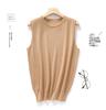 Camisola de Cachemira de Cuello Redondo para Mujer Verano Color Sólido Ropa Interior Ropa Exterior Lana Fina Camiseta sin Mangas Camiseta Base Top
