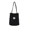 Bolsa Tote Nova da Moda Estilo Coreano para Mulheres, Bolsa de Ombro Artística de Veludo Cotele de Grande Capacidade, Bolsa de Ombro Lisa Versátil Casual para Mulheres