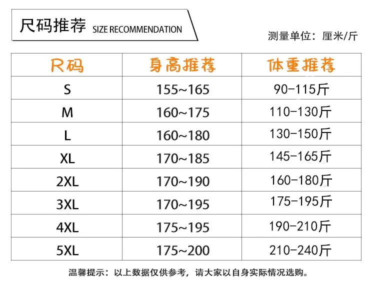 滑雪服最新尺码推荐表2024