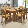 Conjunto de Mesa e Cadeiras de Jantar em Madeira Maciça Mesa de Jantar Minimalista Moderna Mesa Redonda Mesa de Jantar Dobrável Extensível para Casa Apartamento Pequeno