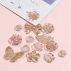 Novos Acessórios de Joias Flor Rosa Borboleta com Borda Dourada DIY Acessórios para Grampo de Cabelo Pulseira Acessórios para Brincos Pacote de Material para Acessórios de Grampo de Cabelo