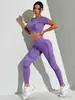 Bestseller transfronterizo popular europeo y americano: Conjunto deportivo de ajuste ceñido, de cintura alta, que comprime el abdomen y levanta los glúteos, y conjunto de yoga de alta elasticidad