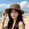 Sombrero de paja con protección solar sombrero de sol para mujer bolsa de mano de paja tejida a mano de gran capacidad nuevo bolso de hombro de verano