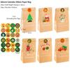 Bolsa de Papel para Envolver Regalos de Navidad Bolsa de Caramelo de Santa Claus Calendario de Adviento Bolsa de Embalaje de Papel Kraft Set de 24