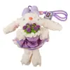 Novo Vestido de Pelúcia de Princesa Chaveiro de Coelho de Orelhas Longas Fofo Desenho Animado Fantasia de Coelho Boneca Pingente de Bolsa para Menina