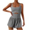 Europa e Estados Unidos Amazon transfronteiriço macacão justo de alça de ombro para costas bonitas feminino macacão esportivo de ioga shorts