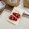 Pinza para el pelo con lazo rojo de terciopelo de conejo, Accesorios para el pelo de niña, Pinza BB geométrica de alta gama, Pasador, Accesorios para la cabeza