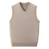 Colete de malha grossa de 340g para homens, novo modelo outono e inverno 2026, suéter masculino de cor sólida para camada base, casual de negócios para meia-idade