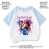 Grupo de Chicas Cazadoras de Kpop Camiseta Blanca de Manga Raglán de Color Contrastante para Niños Estilo de Niña Manga Corta Holgada Top Ropa de Verano para Niños Grandes
