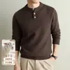 Suéter henley de lã mista antibacteriano espessado 520g 10A para homens, nova malha de base para homens outono e inverno 2026