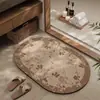 Alfombrilla de Baño Estilo Chino Nuevo Estilo Transfronteriza, Absorbente de Agua Diatomeas Barro Inodoro Baño Antideslizante Ovalada para Pies