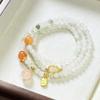 Pulsera multicircular de jade dorado natural de Xinjiang, pulsera de ágata Yanyuan con melocotón, pulsera de calabaza de jade Fu con transmisión en vivo para mujer