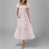 Vestido Casual de Férias Europeu e Americano Cruzado 2026 Chegada Nova de Outono Dropshipping Roupas Femininas Fresco Francês Cintura Marcada Vestido Longo