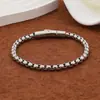 Pulseiras Masculinas Tendência em Aço Inoxidável Estilo Hip-Hop Europeu e Americano Corrente de Pérolas Quadrada em Aço Titânio Joias de Mão Personalizadas Tendência Hip-Hop Atacado