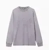 Camiseta de Manga Larga Redonda de Algodón Puro Pesado Personalizada Transfronteriza Lavada y Desgastada, Camiseta Base con Patrón de Copo de Nieve Retro de Moda