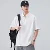 Ropa para Hombre Fengshe / Sudadera con Cremallera y Cuello Camisero de Manga Corta para Hombre 2026 Verano Nuevo Estilo Retro Japonés Simple