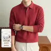 Camisa polo masculina de algodão puro de manga longa, camisa básica lisa casual para outono e inverno, 100% algodão, com gola de lapela