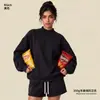 Sudadera de otoño e invierno para mujer, cuello medio alto, peso pesado de 350 g, forro polar, marca de tendencia estilo americano, corte holgado, hombros caídos, sudadera de cuello alto pequeño para mujer
