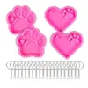 Molde de Silicone para Pingente de Patinha de Gato e Patinha de Cachorro Artesanato Presente para Pet Cachorro Chaveiro Molde de Resina