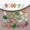 Cuentas de Cristal con Forma de Hoja Vintage Pintadas en Oro Pulseras de Cuentas Hechas a Mano DIY Accesorios para Horquilla Hanfu