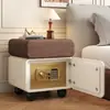 Mesa de Cabeceira de Madeira Maciça com Cofre Integrado, Novo Modelo para Quarto de Casa, Estilo Vintage Creme, Armário Inteligente de Armazenamento de Cabeceira com Revestimento Suave