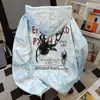 Sudadera con capucha para mujer Estilo Bf Impresa Genial de Moda Araña Americana Streetwear 2025 Otoño e Invierno Tie-Dye Retro Tops para Estudiante