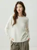 Suéter 100% Cachemir Puro Ropa Interior Otoño Invierno Nuevo Estilo para Mujer Cuello Redondo Capa Base Estilo Dulce Grueso Color Puro Suéter Cálido