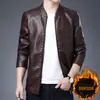 Abrigo de Cuero para Hombre Moda Guapo Estilo Coreano Ropa Traje de Moto Chaqueta de Hombre Corte Ajustado Forro Polar Engrosado Cálido TikTok