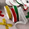 Cinta de Terciopelo Navideña con Lentejuelas en Stock para Decoración - Accesorios de Moño de Cinta Roja y Verde