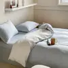 Algodão Puro Algodão Lavado Conjunto de Quatro Peças Lençol de Cama 100% Algodão Capa de Edredom Lençol com Elástico Cor Sólida Fresca Mistura de Duas Cores Conjunto de Três Peças Roupa de Cama