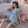 Transfronterizo Pijama Nuevo Estilo ins Pijama para Mujer Primavera y Otoño Cuello de Muñeca de Hada Estilo Princesa Conjunto de Verano para Casa