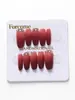 Unhas Usáveis Feitas à Mão Atacado, Peças de Unha Oval Longas, Unhas Postiças Vinho, Fabricante, Arte de Unha de Verão, Transmissão ao Vivo, Fornecimento Transfronteiriço
