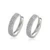Brincos Argola Larga de Três Fileiras de Diamante de Cobre Microincrustados Estilo Ins, Brincos Vintage de Alto Padrão, Brincos Argola Transfronteiriços Europeus e Americanos para Mulheres